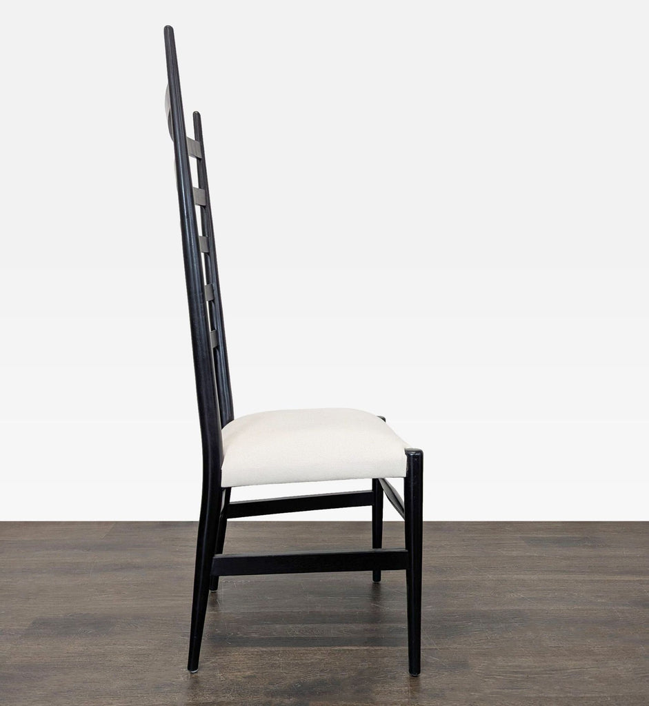 Modern High Back Black Ladder Chair with White Cushion Seat