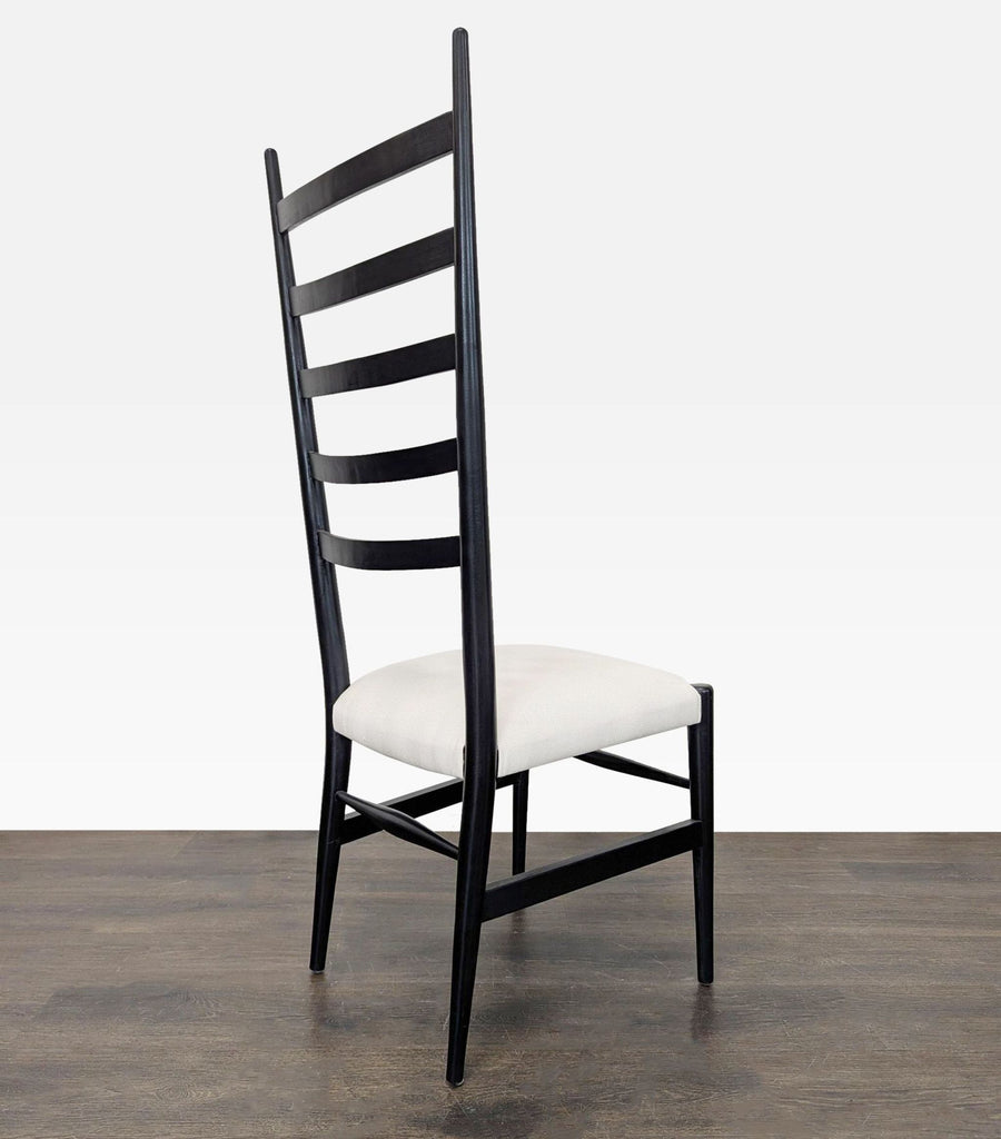 Modern High Back Black Ladder Chair with White Cushion Seat