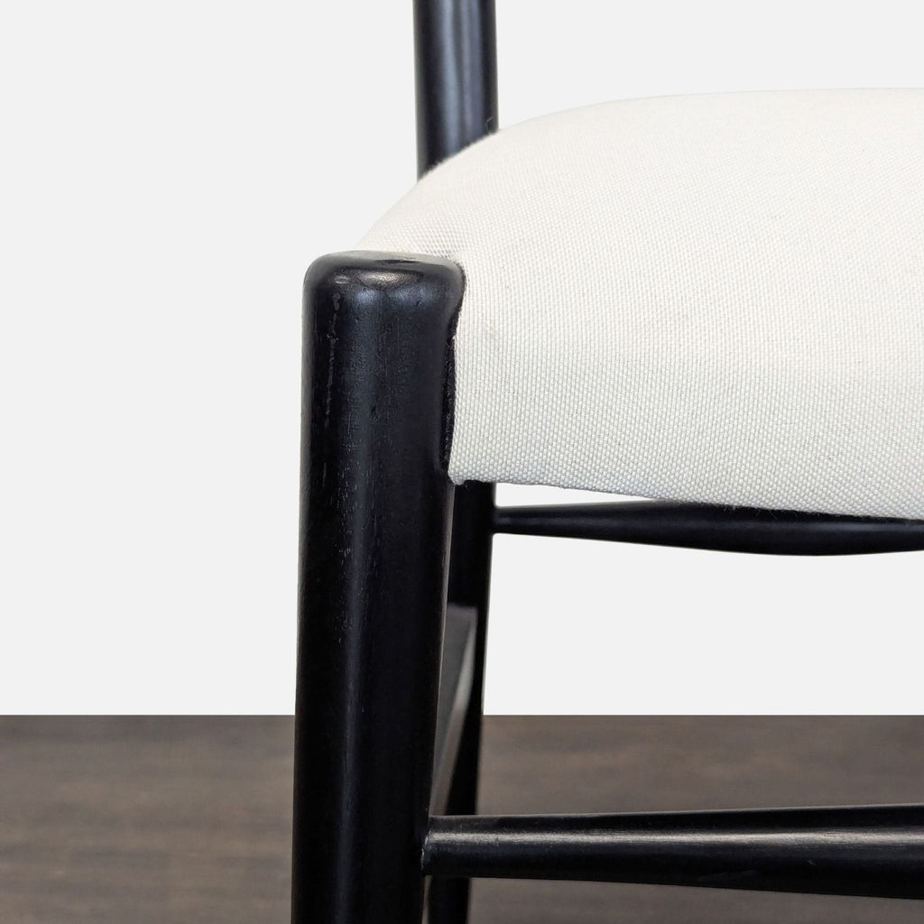 Modern High Back Black Ladder Chair with White Cushion Seat