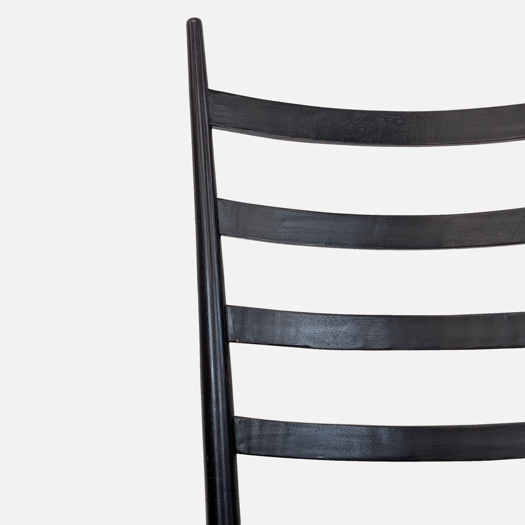 Modern High Back Black Ladder Chair with White Cushion Seat