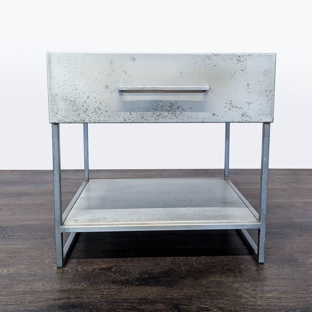 CB2 Proof One Drawer Metal Nightstand with Shelf