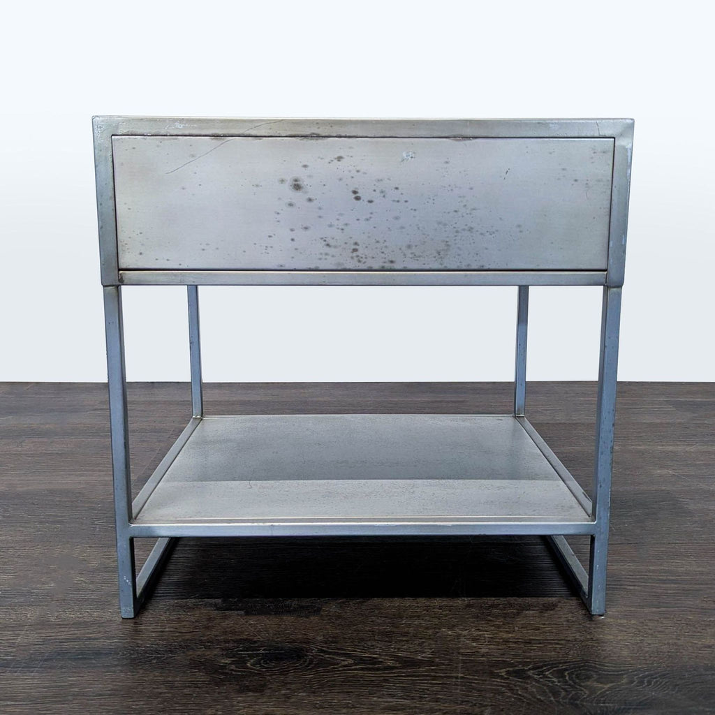 CB2 Proof One Drawer Metal Nightstand with Shelf