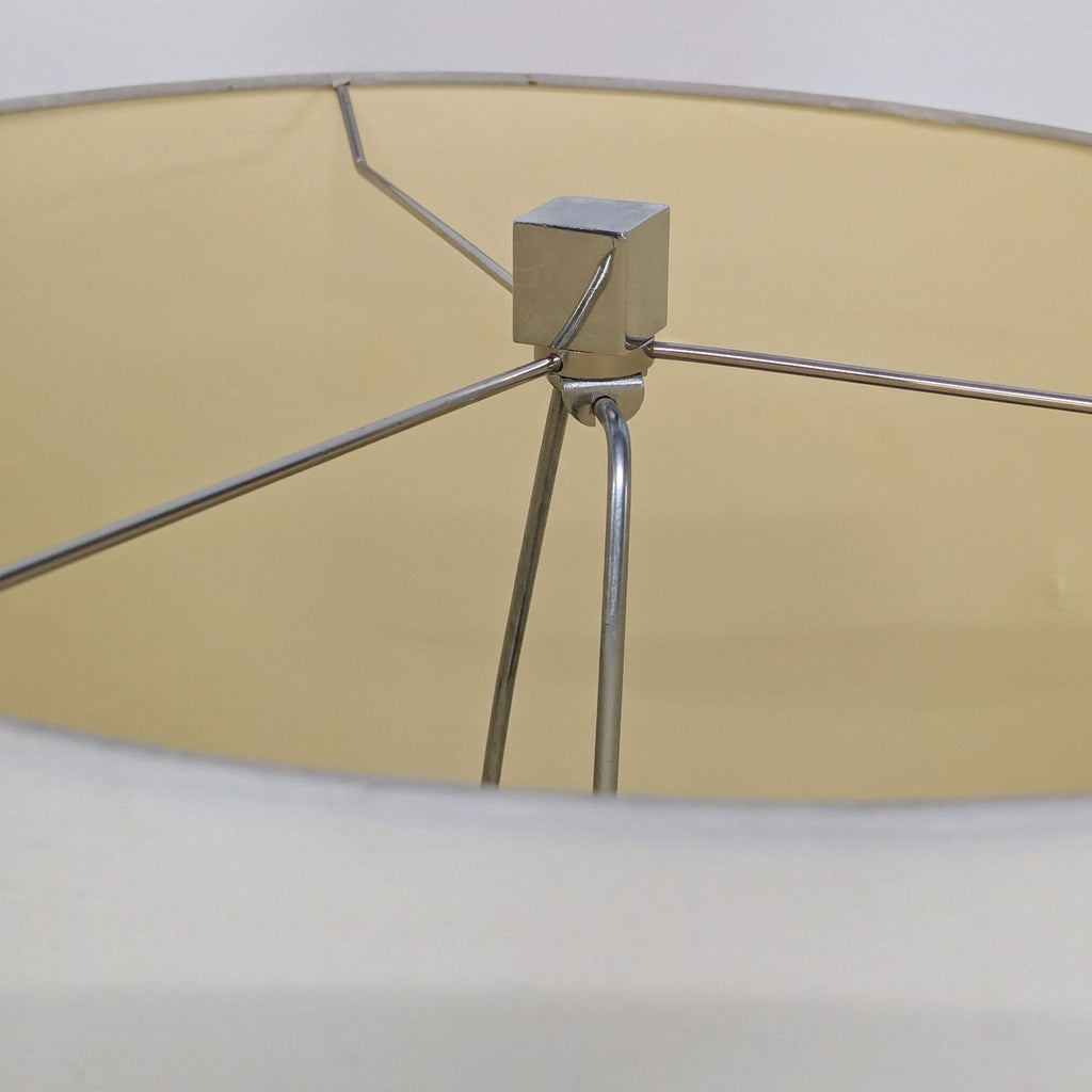 Modern Tripod Floor Lamp with White Shade and Chrome Base