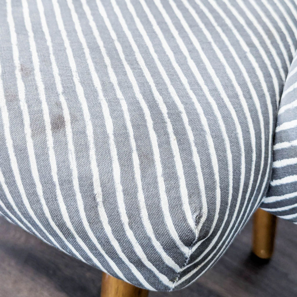 West Elm Saddle Modern Upholstered Swivel Office Chair with Striped Fabric and Wooden Legs