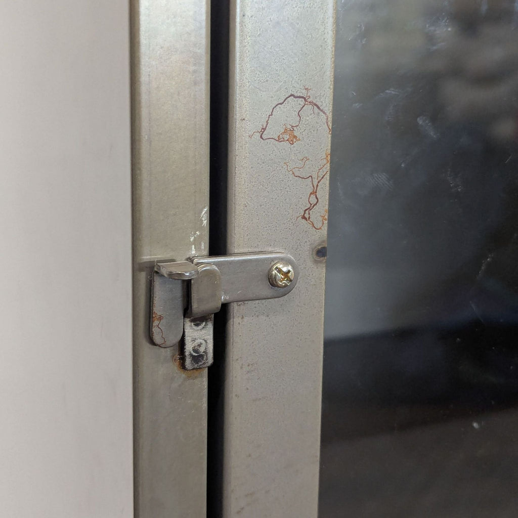 Three Shelf Metal Cabinet with Glass Doors