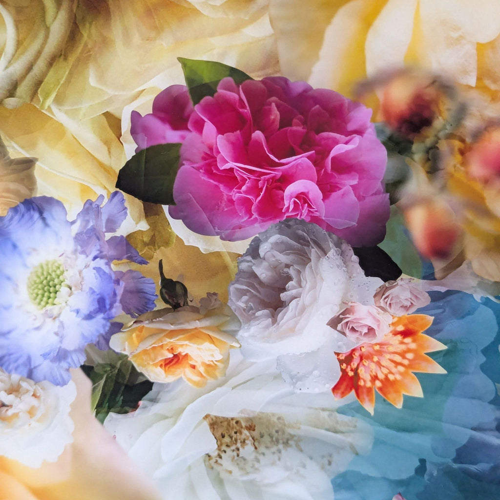 Signed and numbered botanical Lambda print by Isabelle Menin, showcasing lush, abstract flowers and rich hues.