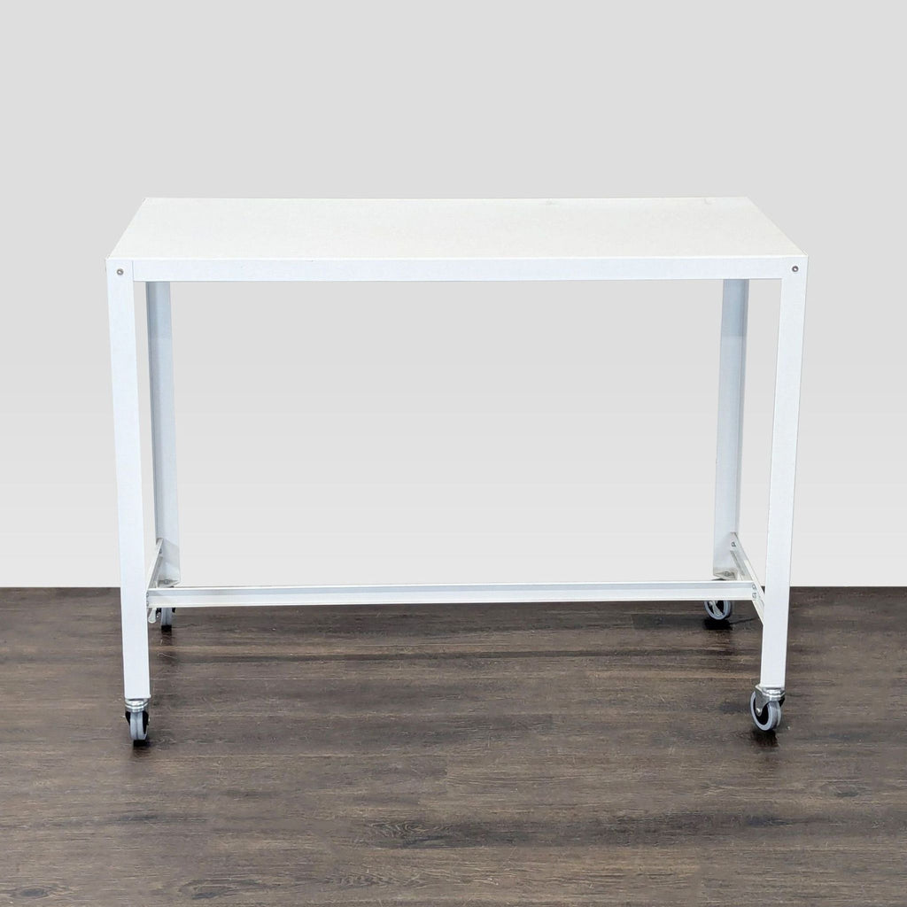 CB2 Go Kart White Modern Rolling Desk with Metal Frame