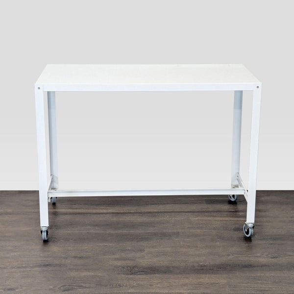 CB2 Go Kart White Modern Rolling Desk with Metal Frame