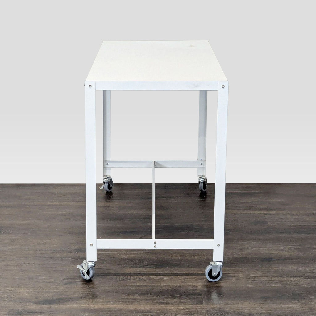 CB2 Go Kart White Modern Rolling Desk with Metal Frame