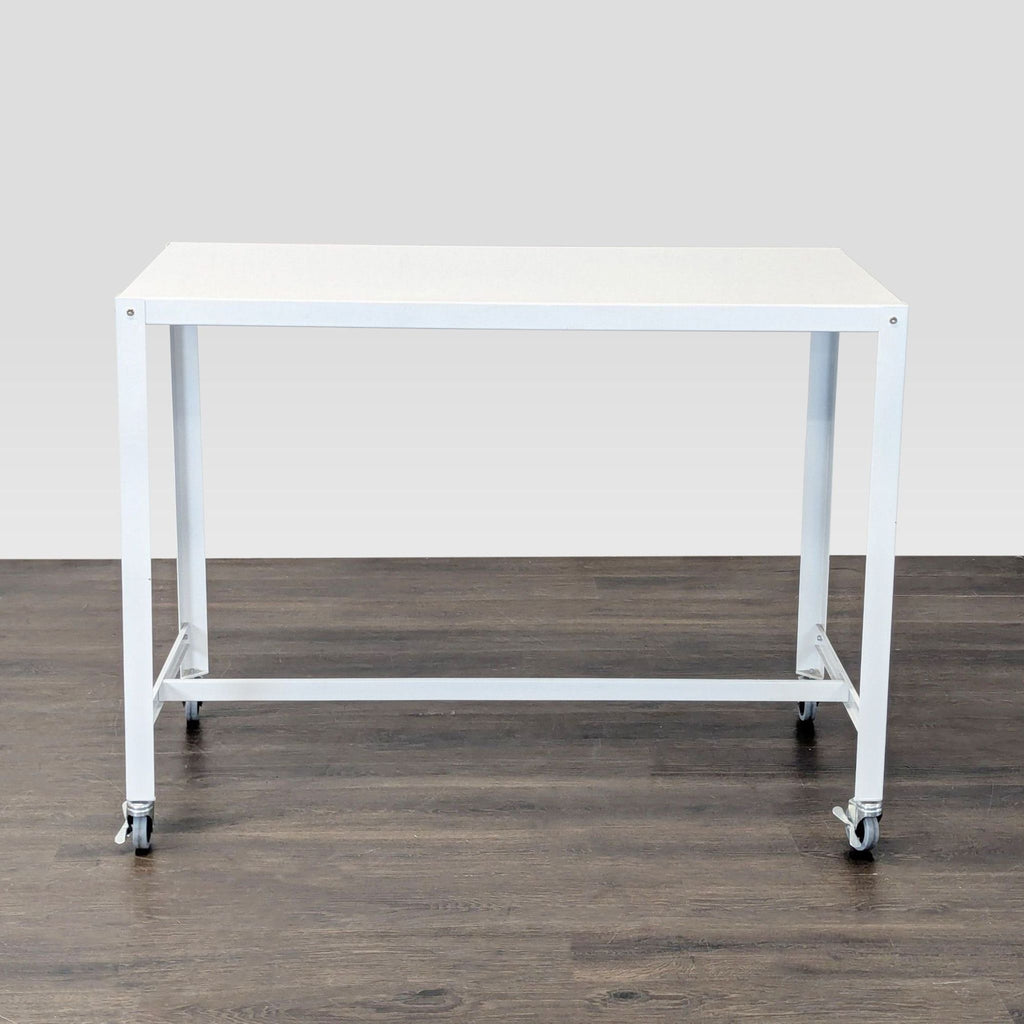 CB2 Go Kart White Modern Rolling Desk with Metal Frame