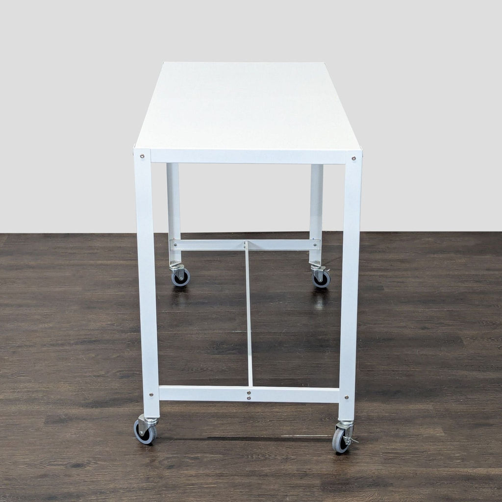 CB2 Go Kart White Modern Rolling Desk with Metal Frame