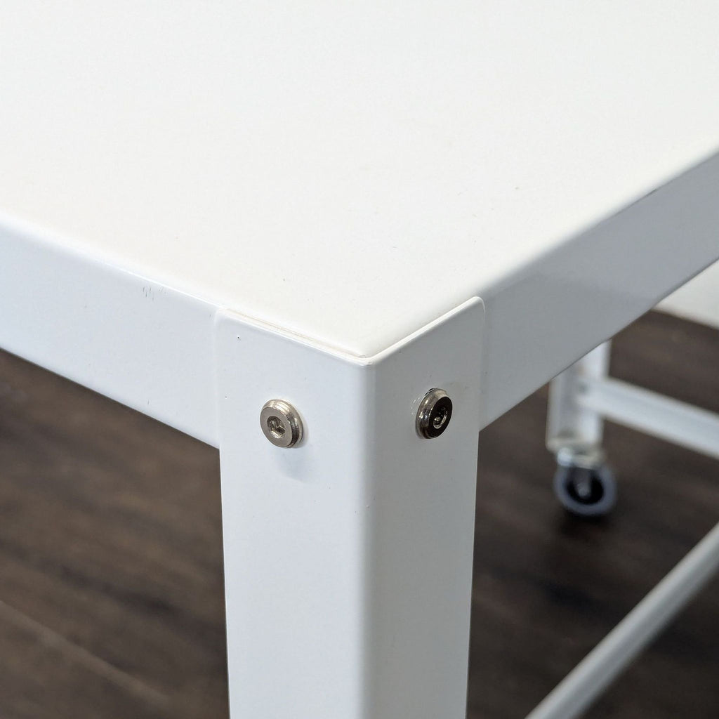 CB2 Go Kart White Modern Rolling Desk with Metal Frame