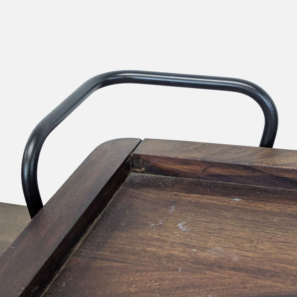 Crate & Barrel Metal and Wood Bar Cart on Wheels