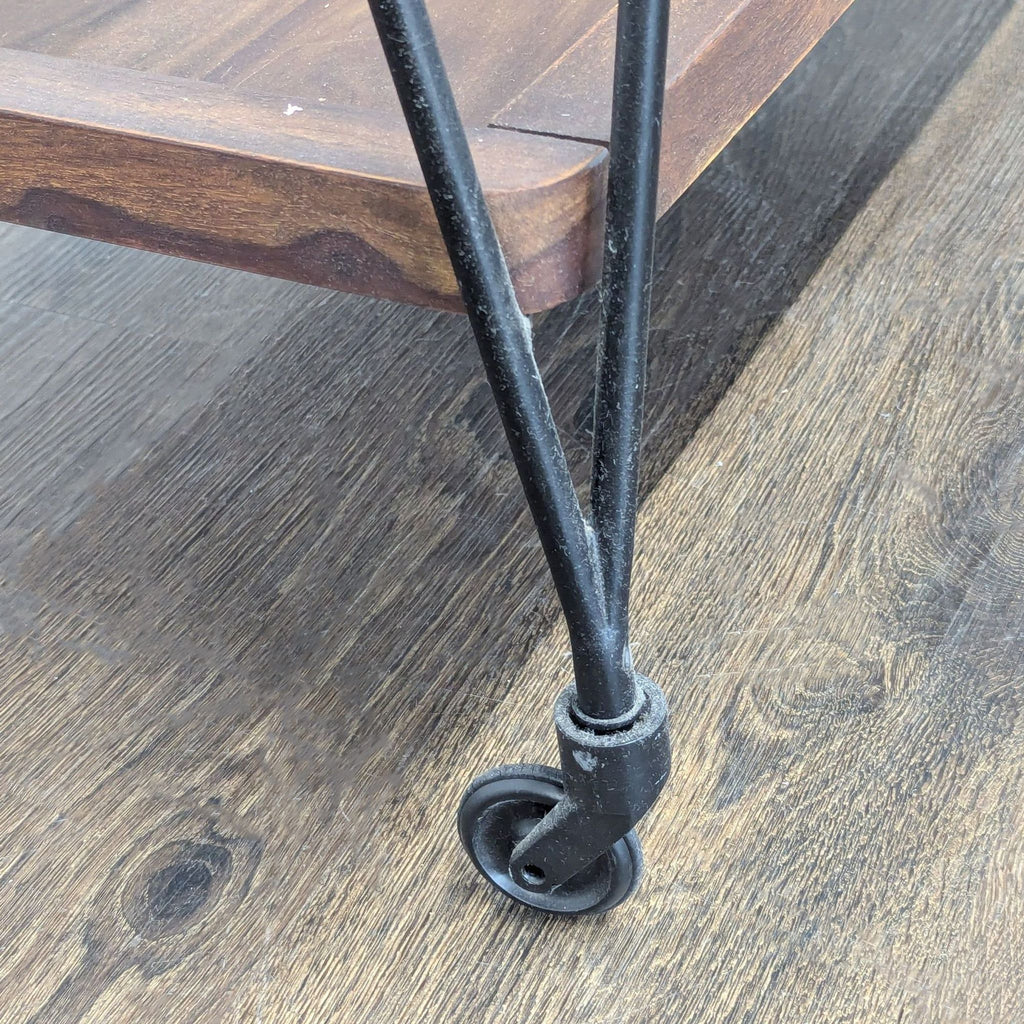 Crate & Barrel Metal and Wood Bar Cart on Wheels