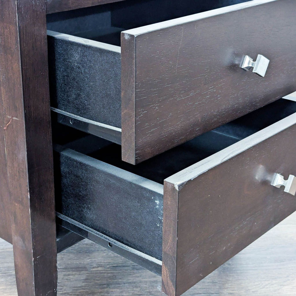Two Drawer Nightstand with Open Shelf