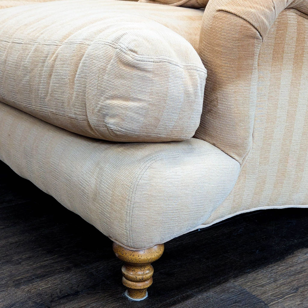 Crate & Barrel Essex 3-Seat Beige Striped Sofa with Cushions