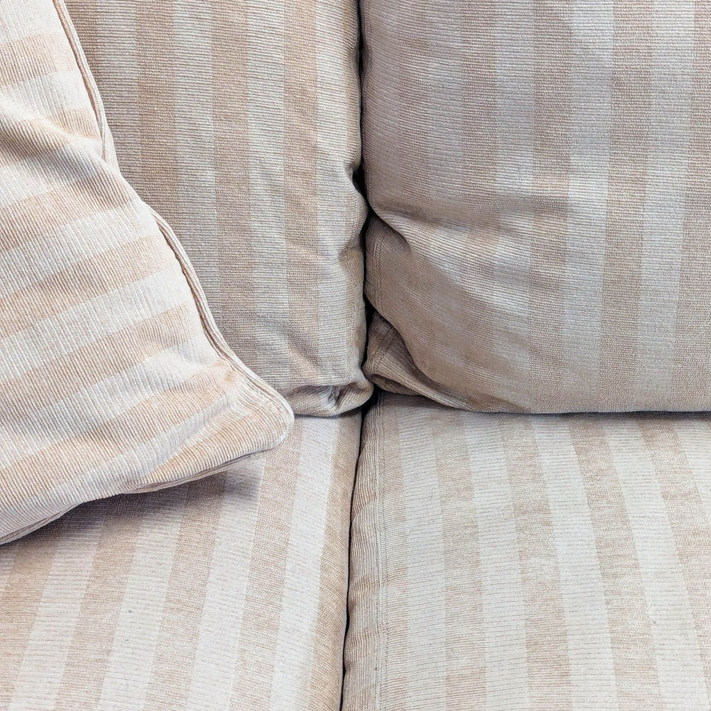 Crate & Barrel Essex 3-Seat Beige Striped Sofa with Cushions