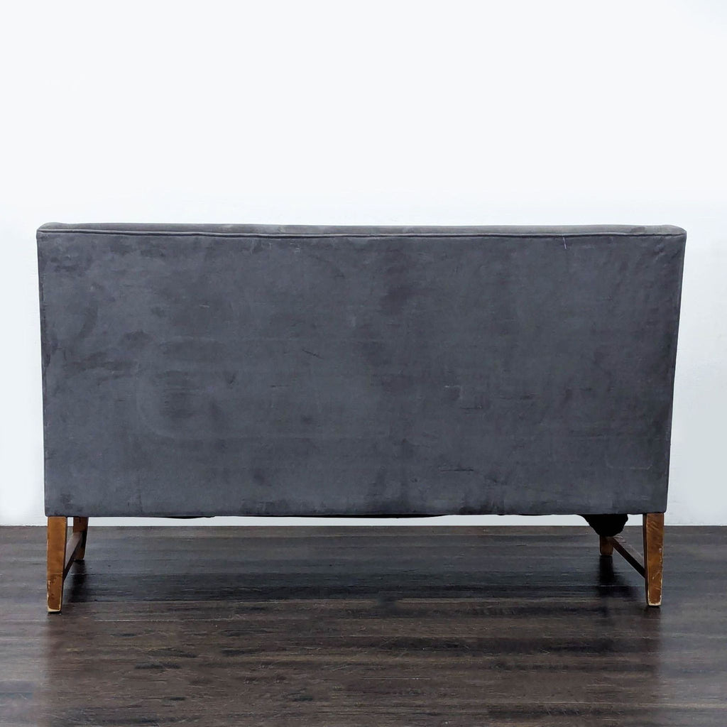 Modern Grey Loveseat/Banquette with Wooden Legs