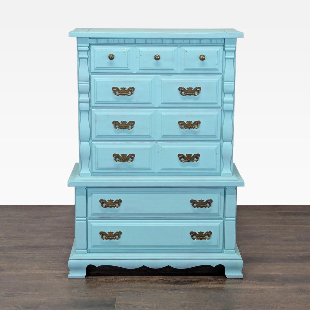 Sumter Blue Classic 6-Drawer Dresser with Brass Handles