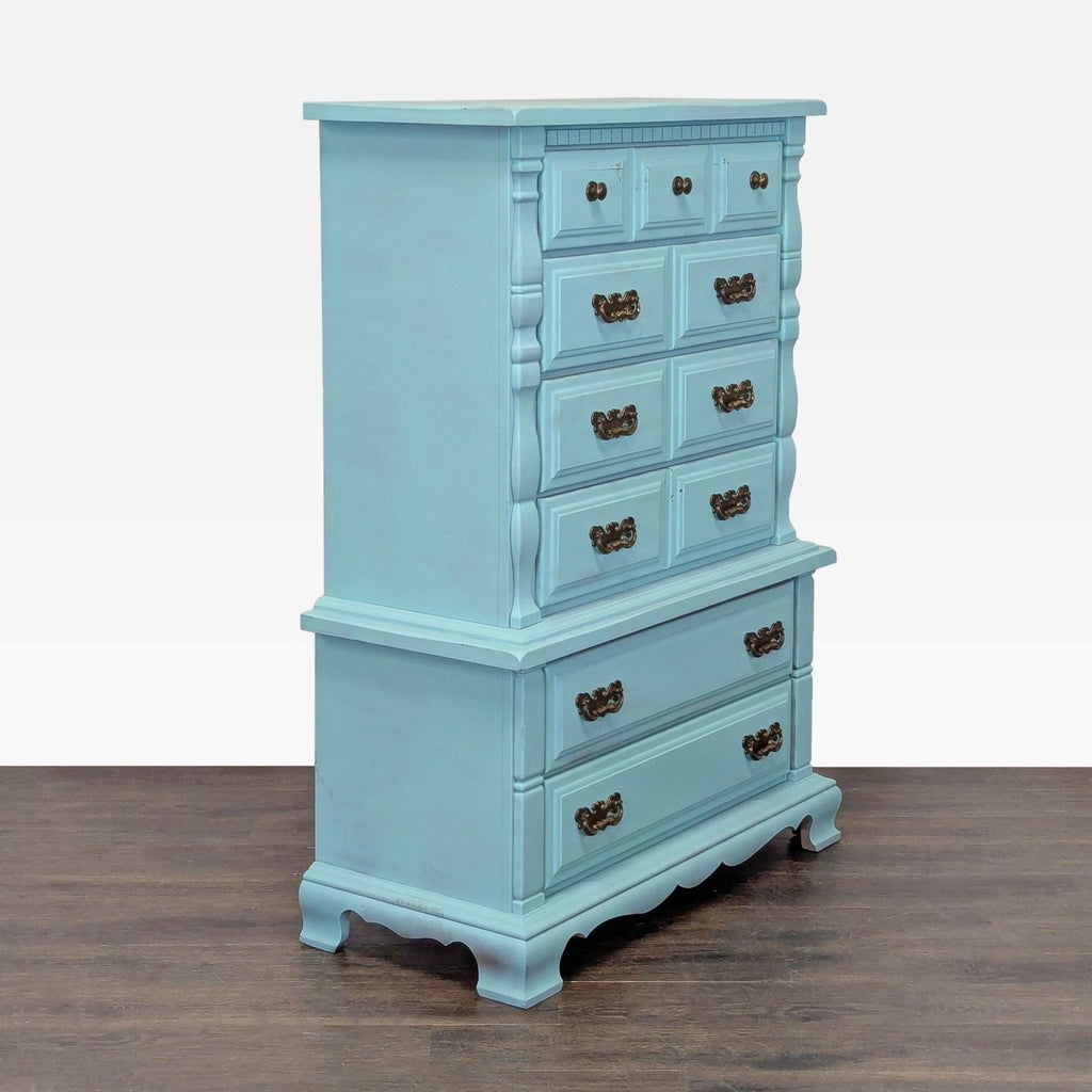 Sumter Blue Classic 6-Drawer Dresser with Brass Handles