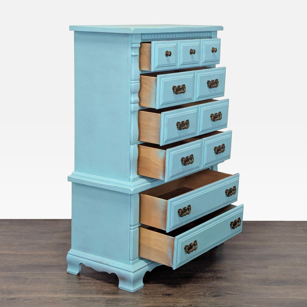 Sumter Blue Classic 6-Drawer Dresser with Brass Handles