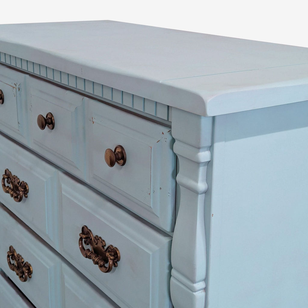 Sumter Blue Classic 6-Drawer Dresser with Brass Handles