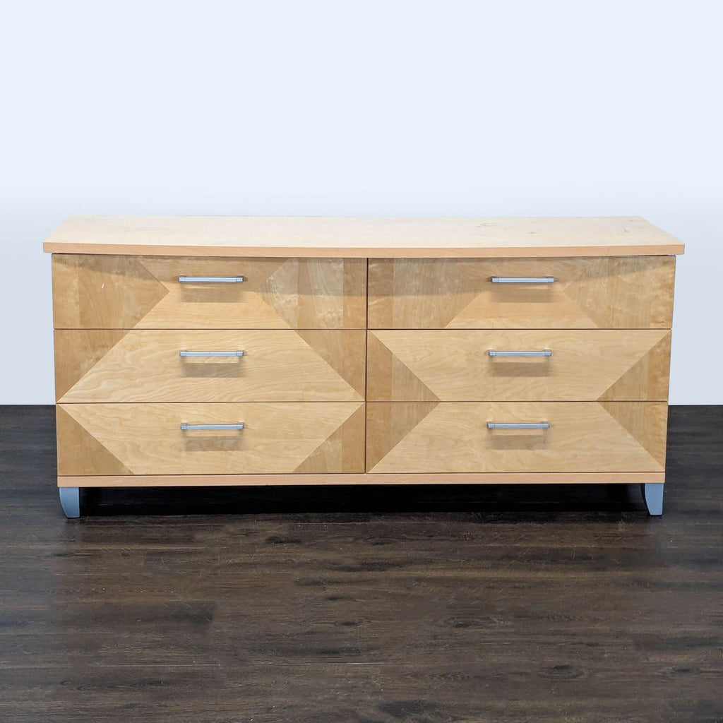 Alf Italia Contemporary 6-Drawer Geometric Wood Dresser