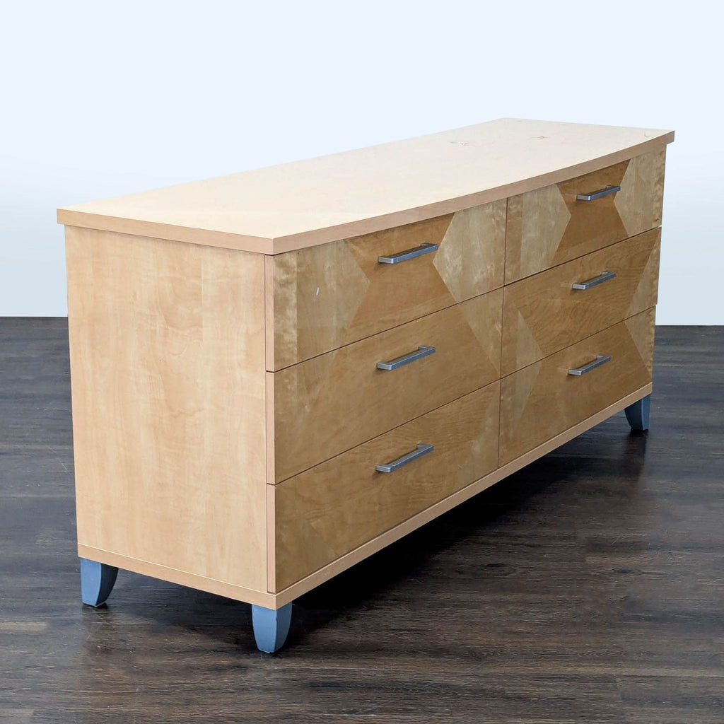 Alf Italia Contemporary 6-Drawer Geometric Wood Dresser