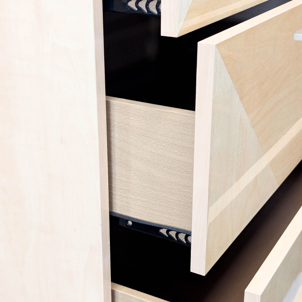 Alf Italia Contemporary 5-Drawer Light Wood Dresser with Silver Handles