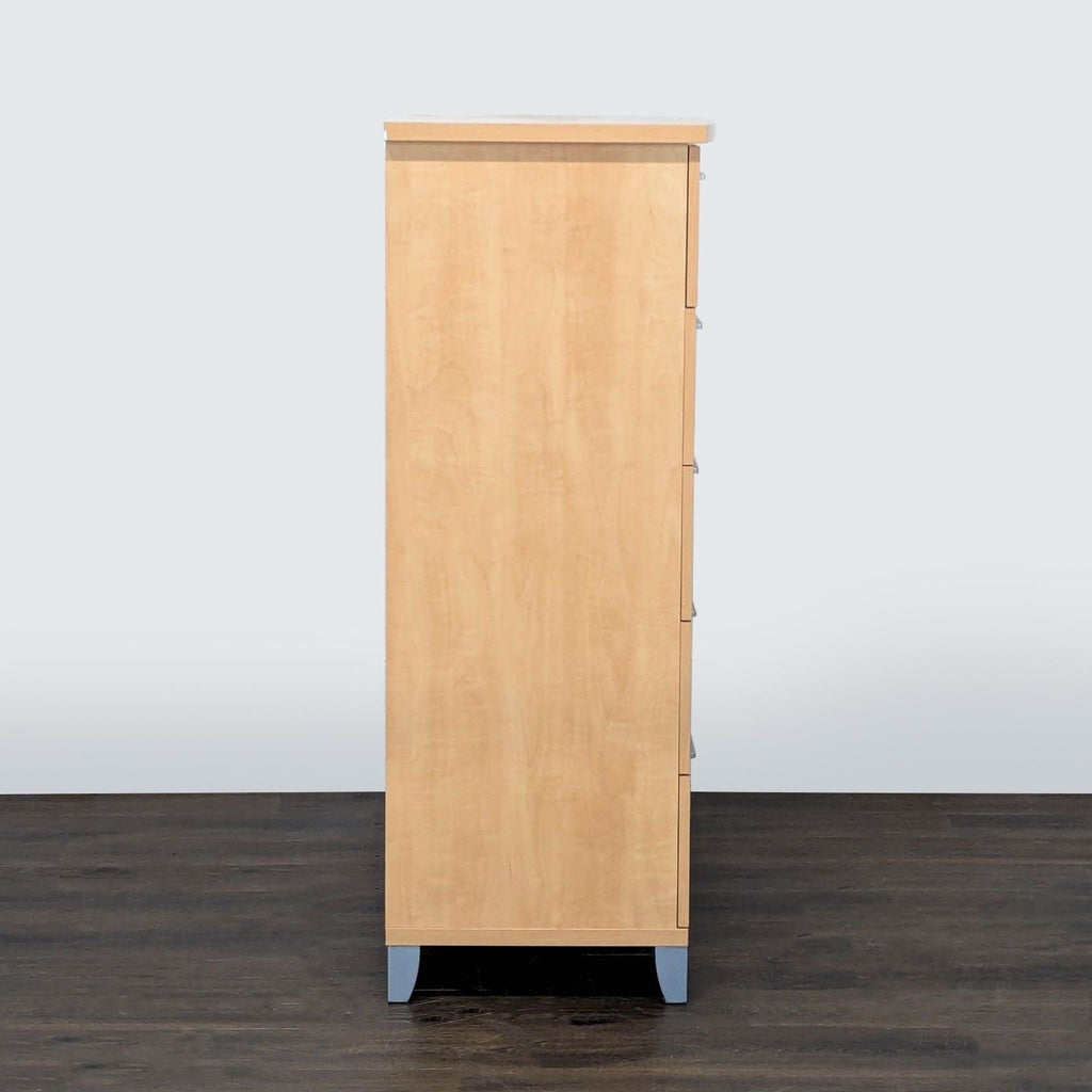 Alf Italia Contemporary 5-Drawer Light Wood Dresser with Silver Handles