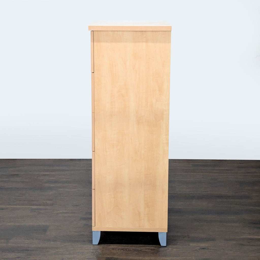 Alf Italia Contemporary 5-Drawer Light Wood Dresser with Silver Handles