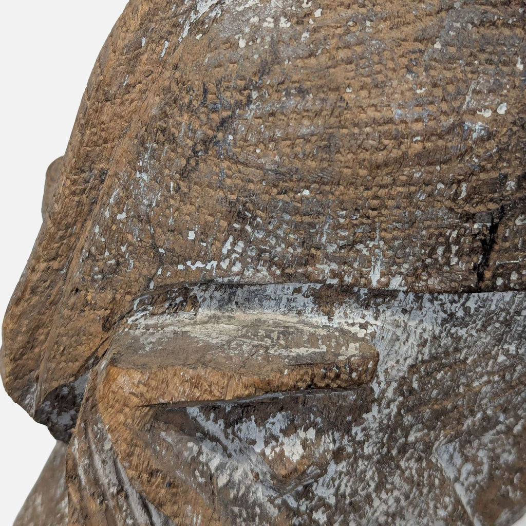 Monumental Hand-Carved African Style Wood Figure Sculpture on Metal Base