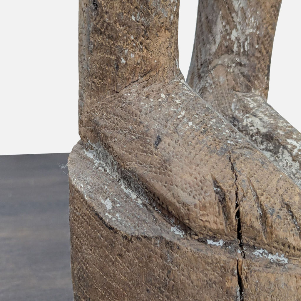 Monumental Hand-Carved African Style Wood Figure Sculpture on Metal Base