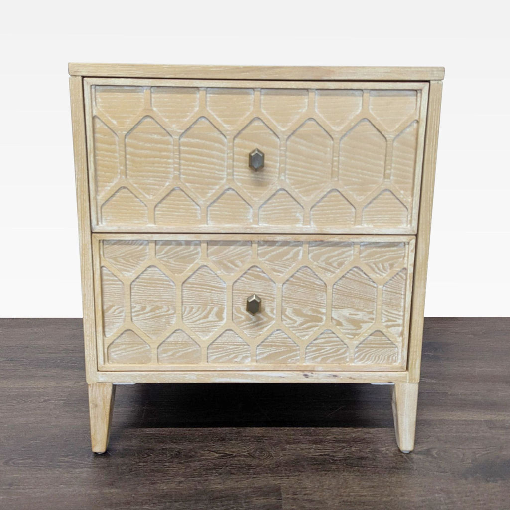 Anthropologie Two Drawer Wood Nightstand