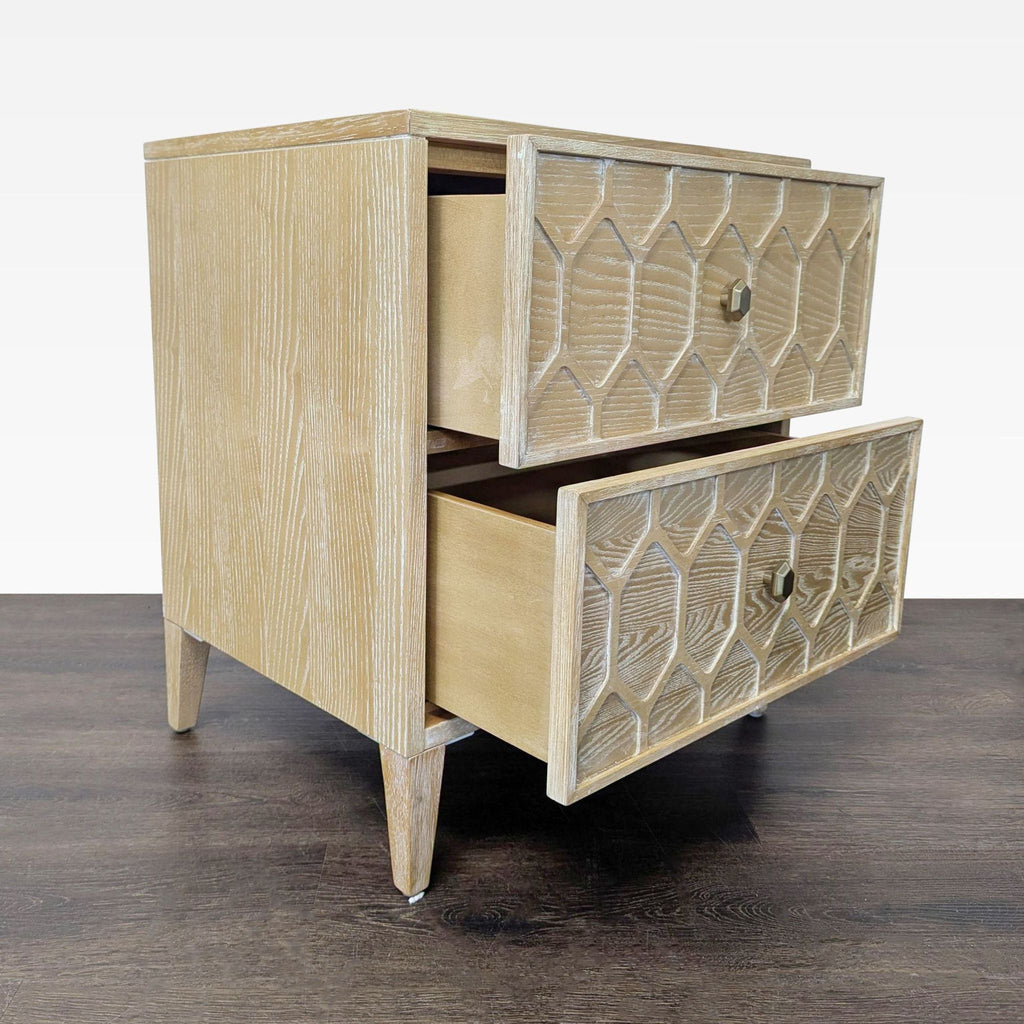 Anthropologie Two Drawer Wood Nightstand