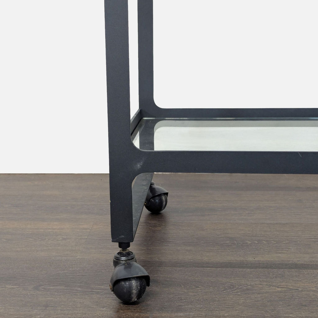 Two Tier Glass and Metal Console Table on Castors