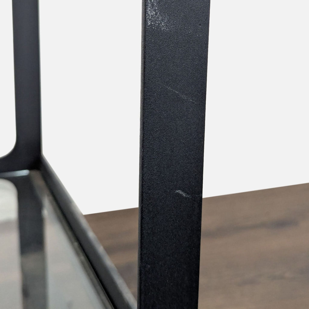 Two Tier Glass and Metal Console Table on Castors