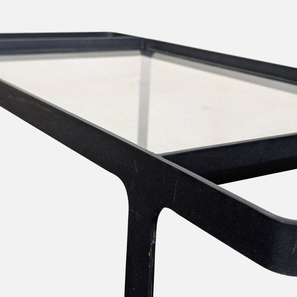 Two Tier Glass and Metal Console Table on Castors