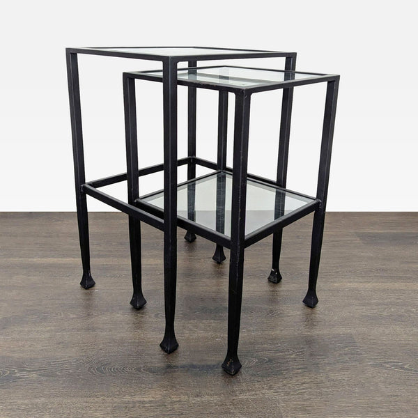 1. Small square end table with 13-inch sides and a height of 22.75 inches.  