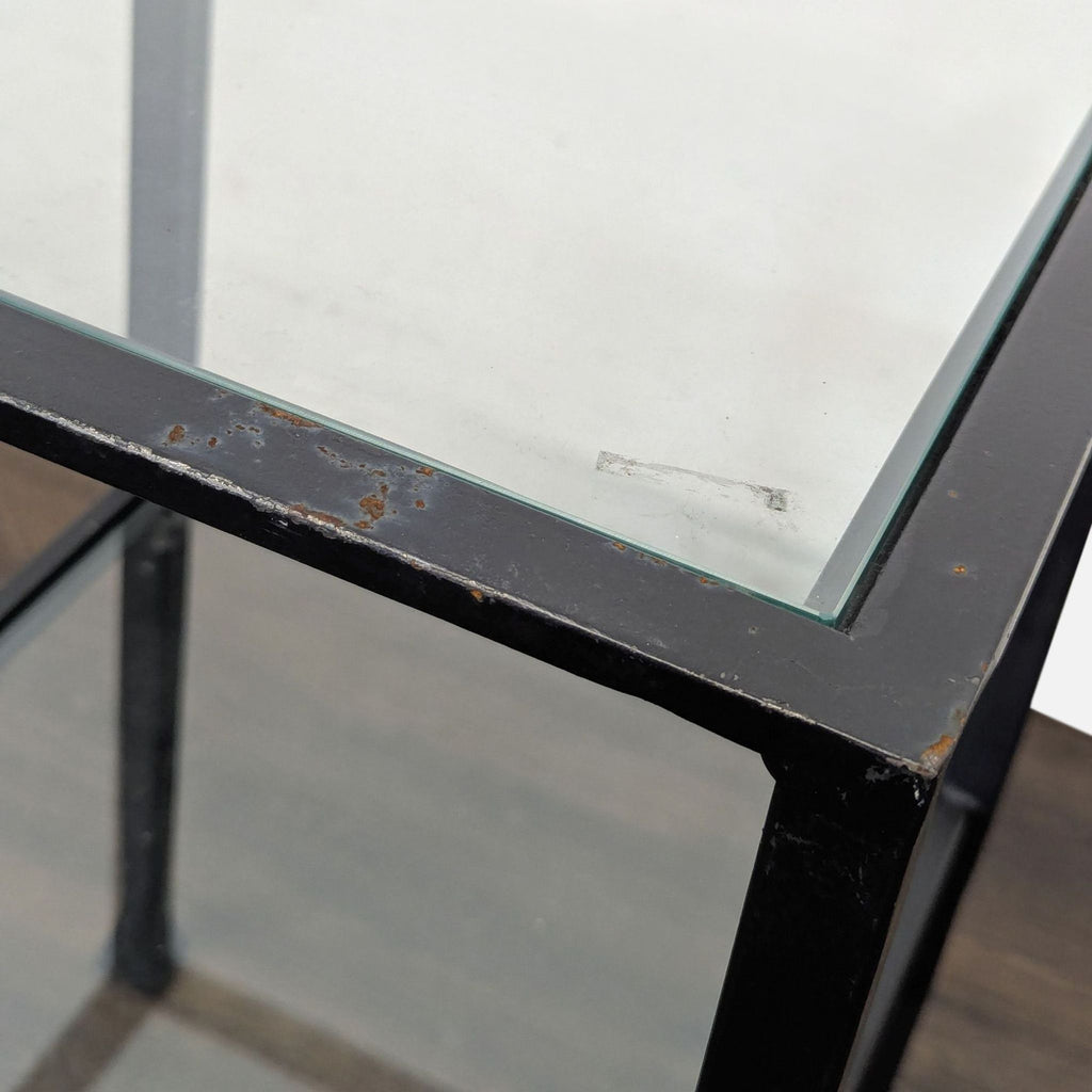 3. Minimalist end table, 13"x13" surface, 22.75" high, suitable for small spaces.