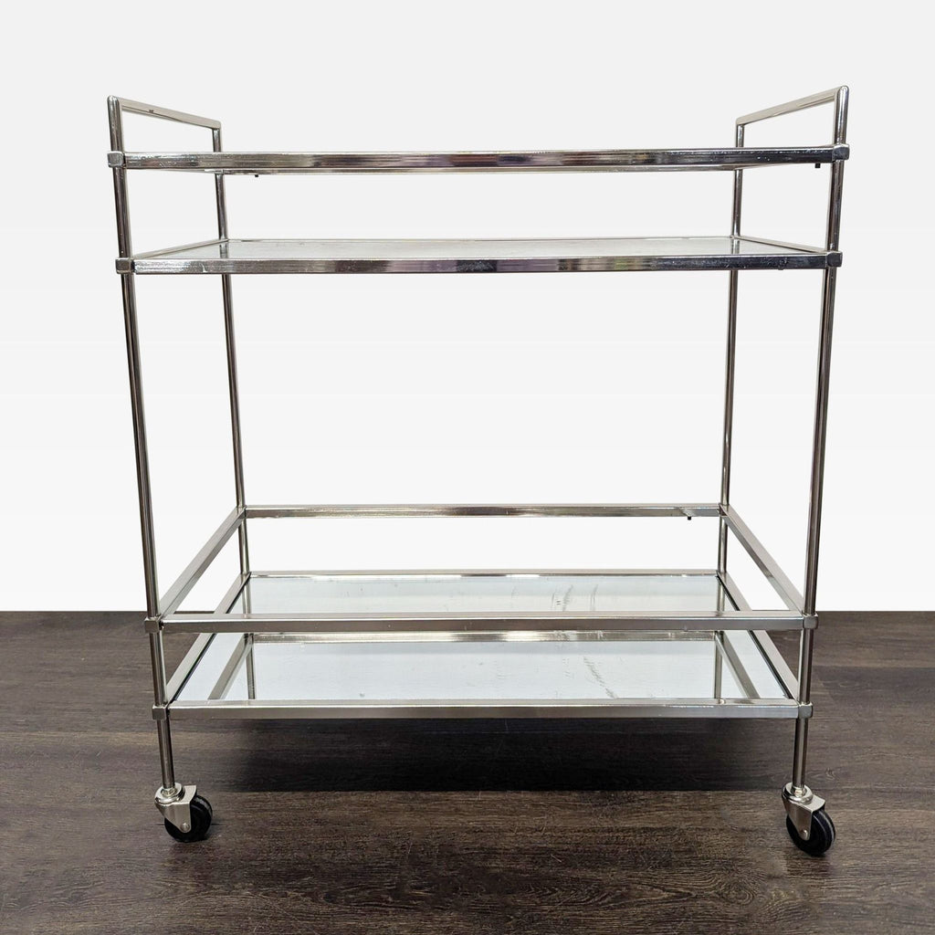 Metal and Glass Bar Cart on Castors