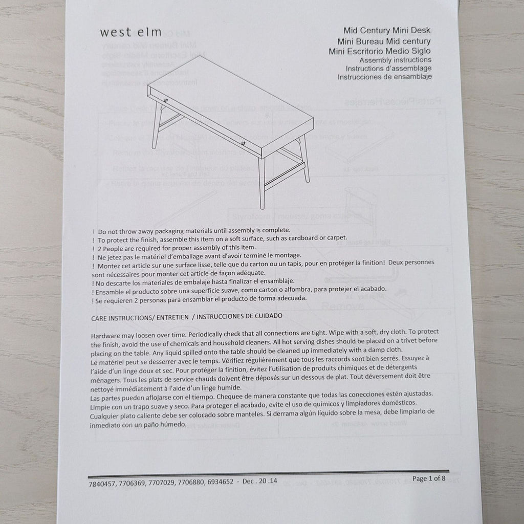 West Elm Mid-Century Modern Desk with Drawer  - Accepted Offer (35.62% discount)