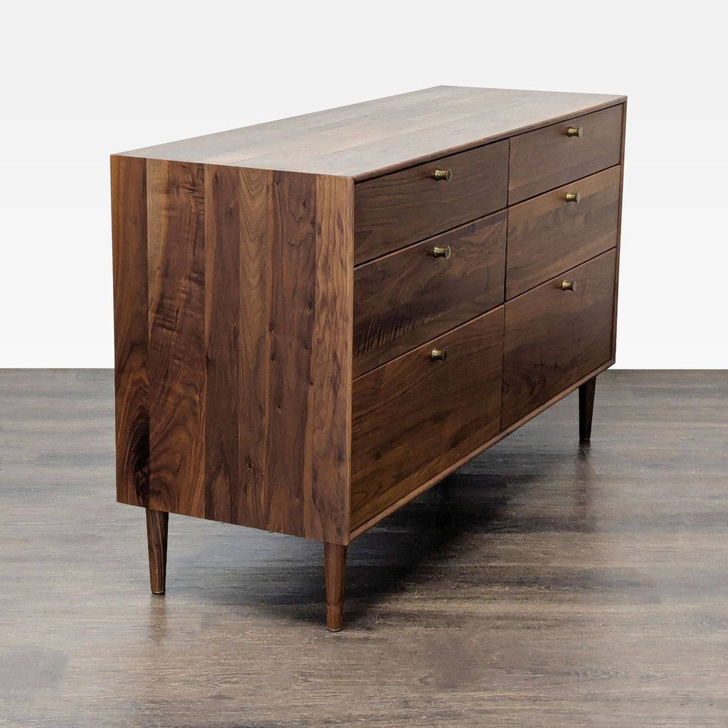 Copeland Furniture Mid-Century Modern Style Walnut 6-Drawer Dresser