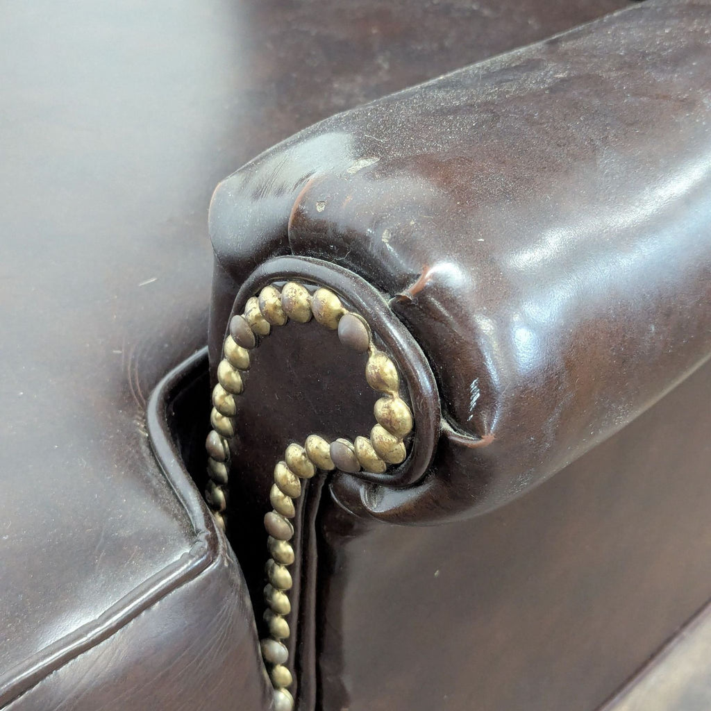 Kroehler Vintage Black Leather Lounge Chair with Nailhead Trim