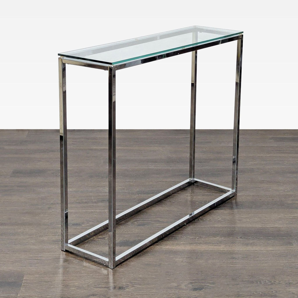 Slim Glass and Metal Console Table