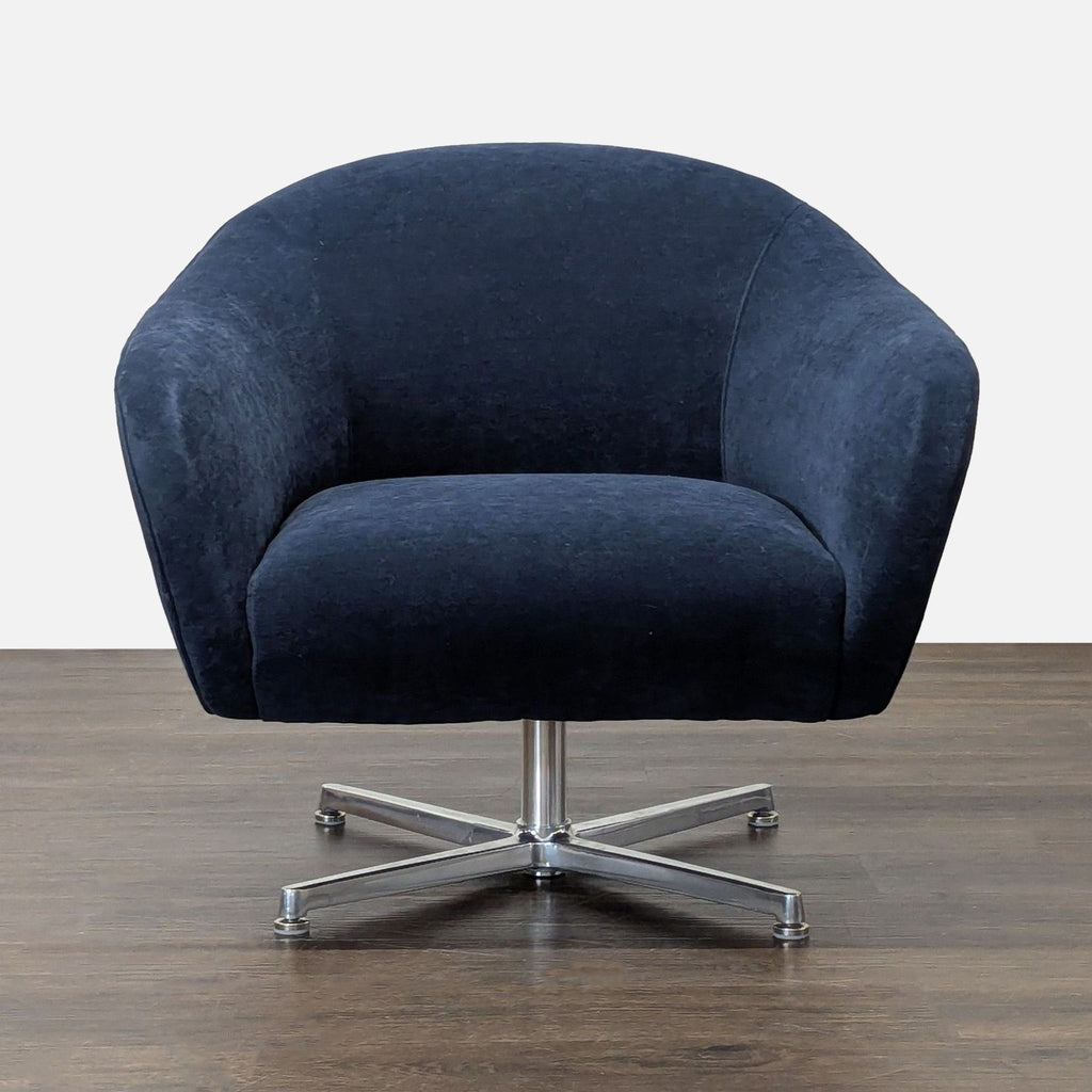 Modern Navy Blue Velvet Swivel Lounge Chair with Metal Base - Accepted Offer (25.68% discount)