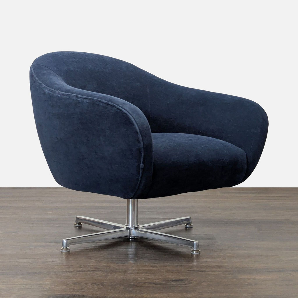 Modern Navy Blue Velvet Swivel Lounge Chair with Metal Base - Accepted Offer (25.68% discount)