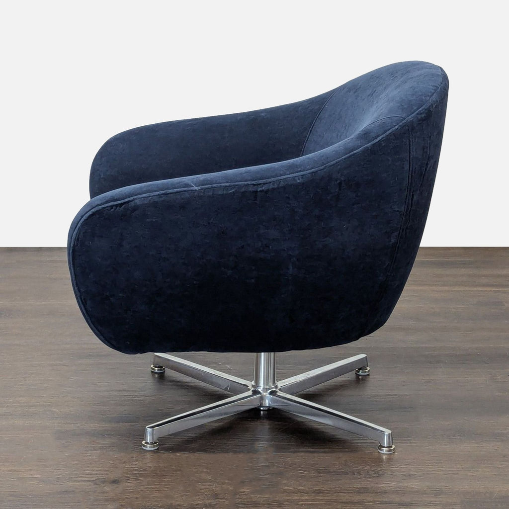 Modern Navy Blue Velvet Swivel Lounge Chair with Metal Base - Accepted Offer (25.68% discount)