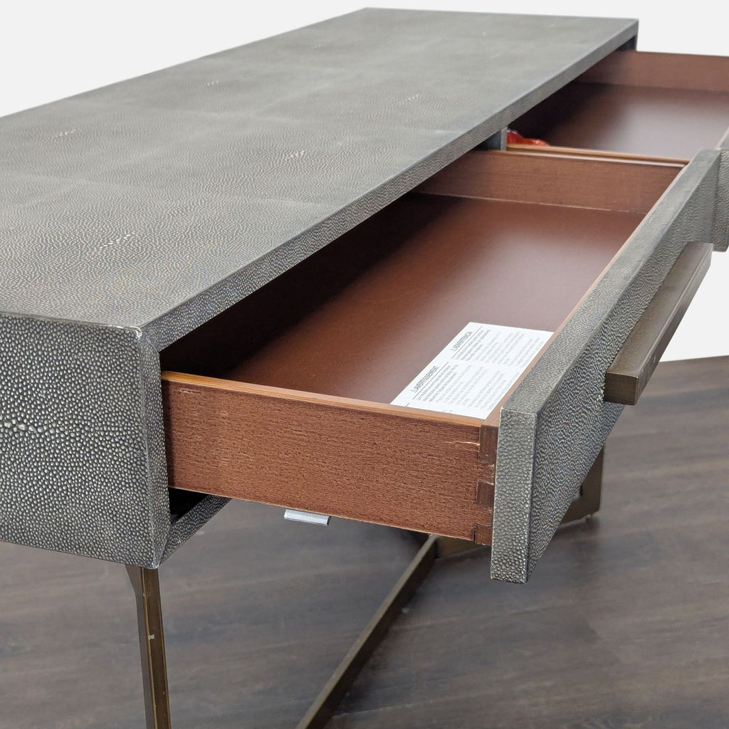 Crate & Barrel Faux Shagreen Console Table