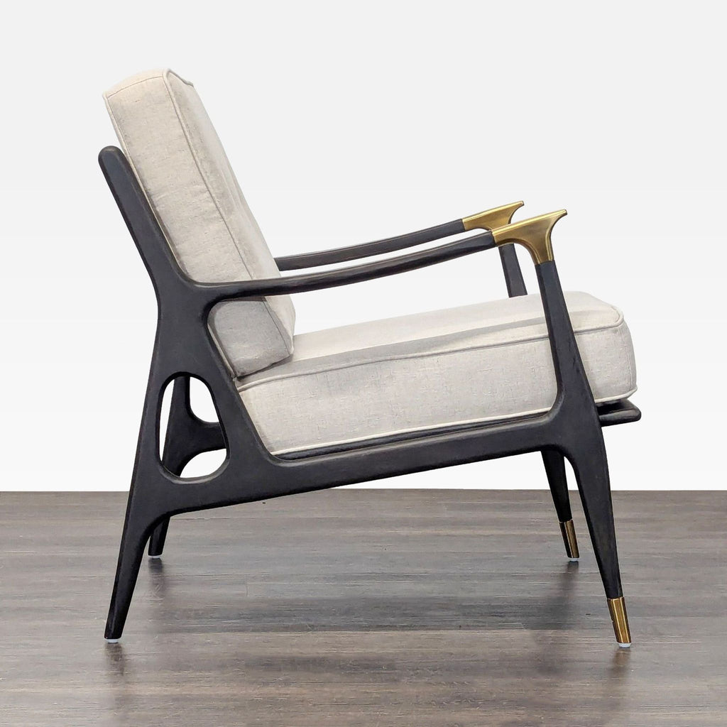 Anthropologie Mid-Century Modern Style Lounge Chair with Cream Cushions